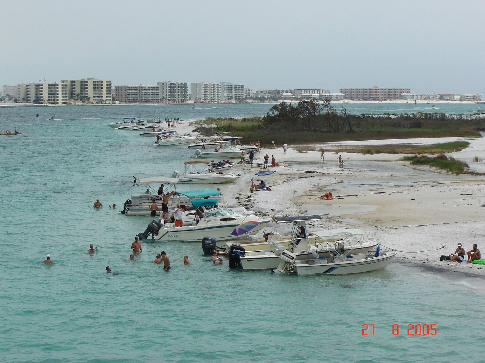 Boats anchored at Crab Island, Destin